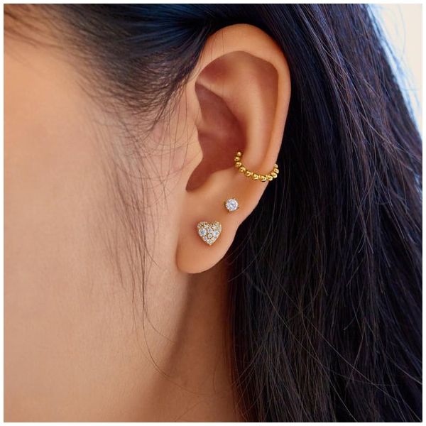 Gold Plated Silver CZ Heart Earrings Image 2 JF Jones Jewelers Webster, NY