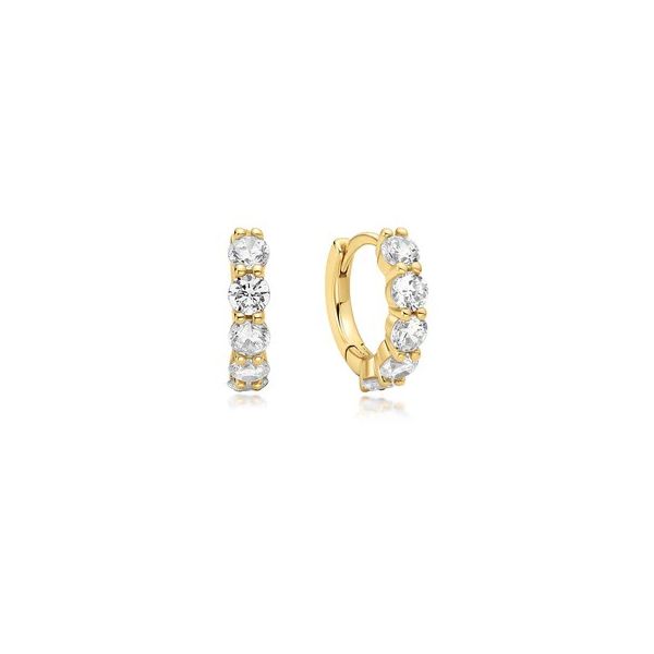 Gold Plated Silver 8.5mm Huggie Hoop Earrings JF Jones Jewelers Webster, NY
