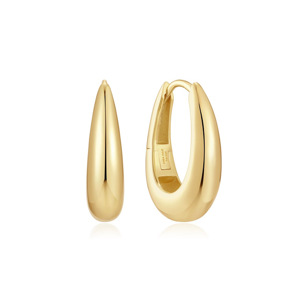 Gold Plated Oval Hoop Earrings JF Jones Jewelers Webster, NY
