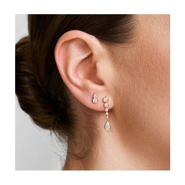 Gold Plated Silver CZ Bezel Drop Earrings Image 2 JF Jones Jewelers Webster, NY