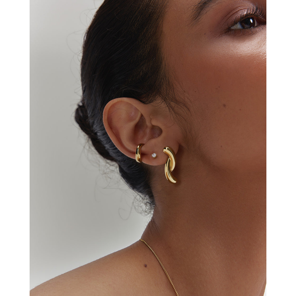 Silver Gold Plated Twist Stud Earrings Image 2 JF Jones Jewelers Webster, NY