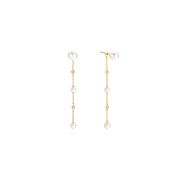 Gold Plated Pearl Drop Earrings JF Jones Jewelers Webster, NY