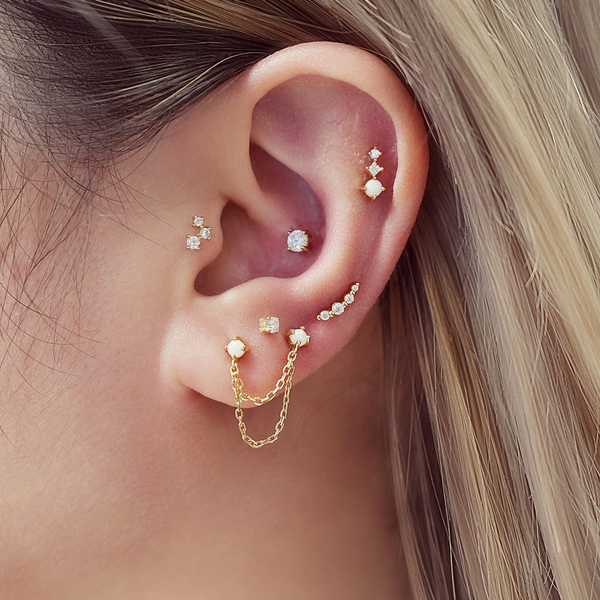 Silver Gold Plated Climber Stud Earrings Image 2 JF Jones Jewelers Webster, NY