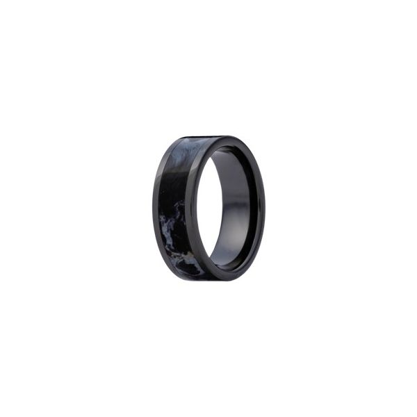 Ceramic 6mm with 5mm Pietersite Inlay Mens Wedding Band JF Jones Jewelers Webster, NY