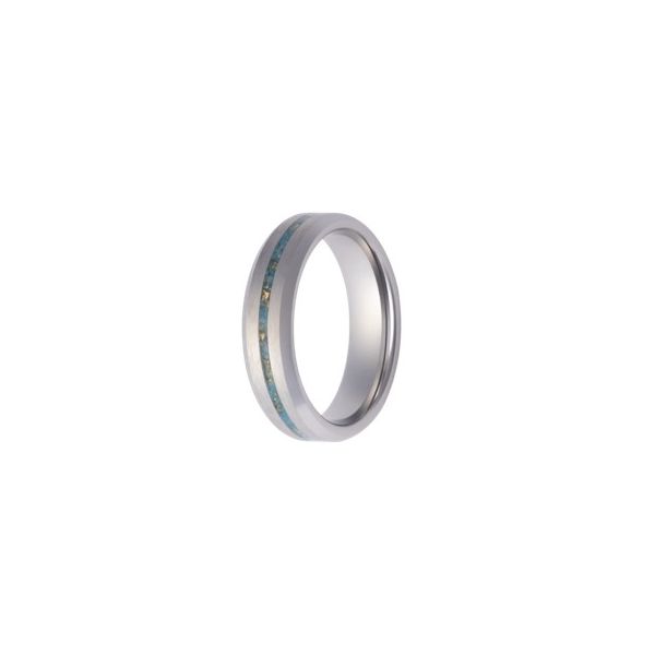 Cobalt 5mm with 1mm Malachite Inlay Mens Wedding Band JF Jones Jewelers Webster, NY
