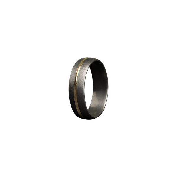 Zirconium 5mm with 1mm 14K Gold Inlay Mens Wedding Band JF Jones Jewelers Webster, NY
