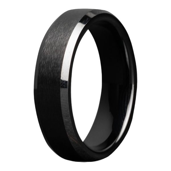 Ceramic 6mm Beveled Mens Wedding Band JF Jones Jewelers Webster, NY