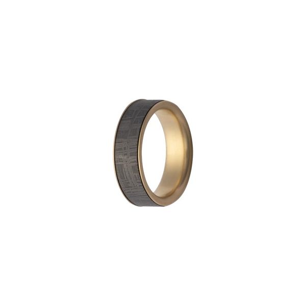 Cobalt & 14k Yellow Gold 6mm with Meteorite Inlay Mens Wedding Band JF Jones Jewelers Webster, NY
