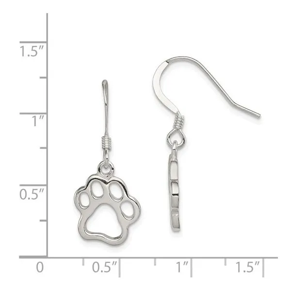 Sterling Silver Paw Print Dangle Earrings Image 4 JF Jones Jewelers Rochester, NY