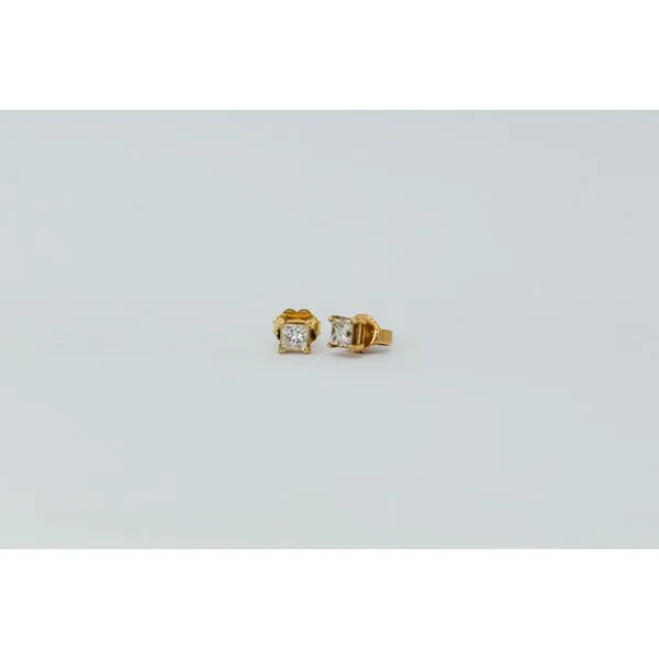 14K Yellow Gold Diamond Earrings Image 2 J. Garett Jewelers Wilmington, NC