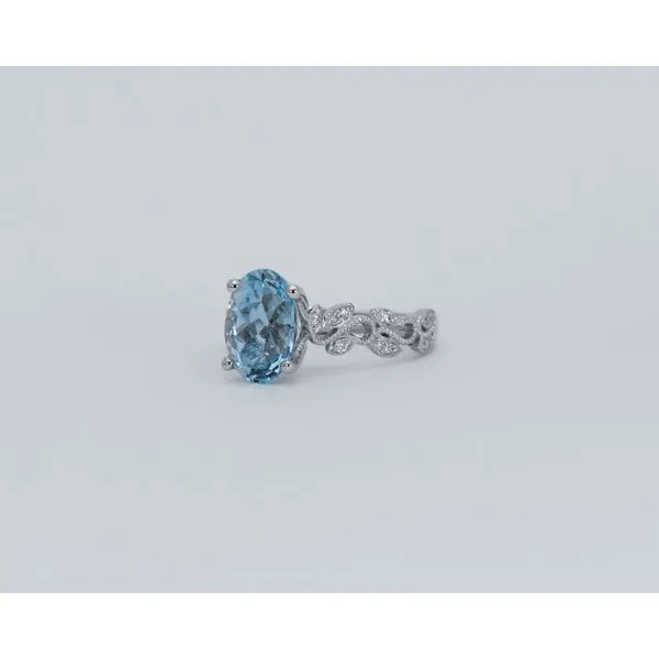 14K White Gold Aquamarine & Diamond Ring Image 2 J. Garett Jewelers Wilmington, NC