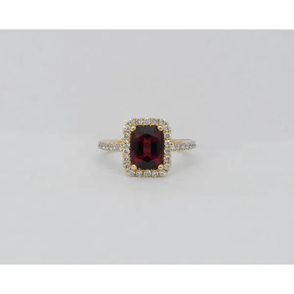 14K Yellow Gold Garnet & Diamond Ring J. Garett Jewelers Wilmington, NC