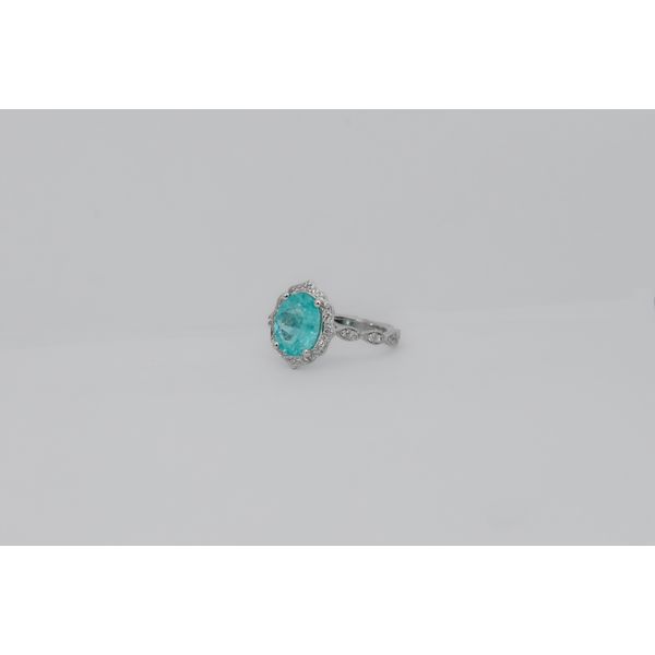 14K White Gold Paraiba Tourmaline & Diamond Ring Image 2 J. Garett Jewelers Wilmington, NC