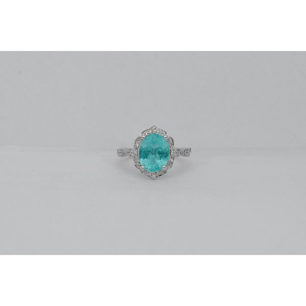 14K White Gold Paraiba Tourmaline & Diamond Ring J. Garett Jewelers Wilmington, NC