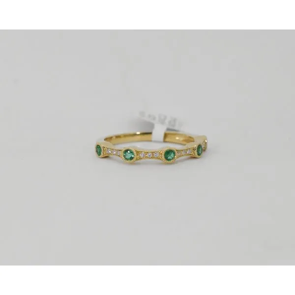 14K Yellow Gold Emerald & Diamond Band J. Garett Jewelers Wilmington, NC