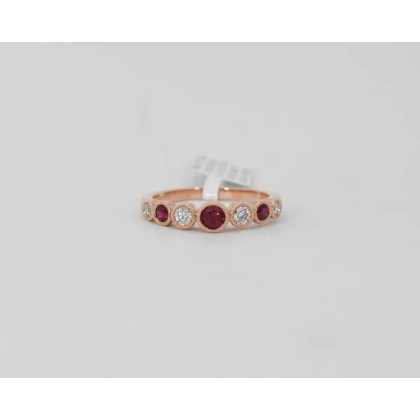 14K Rose Gold Ruby & Diamond Band J. Garett Jewelers Wilmington, NC
