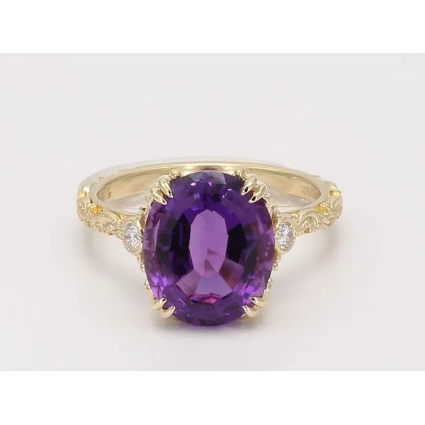 14K Yellow Gold Amethyst & Diamond Ring J. Garett Jewelers Wilmington, NC