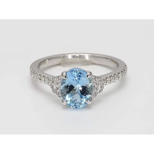 14K White Gold Aquamarine & Diamond Ring J. Garett Jewelers Wilmington, NC
