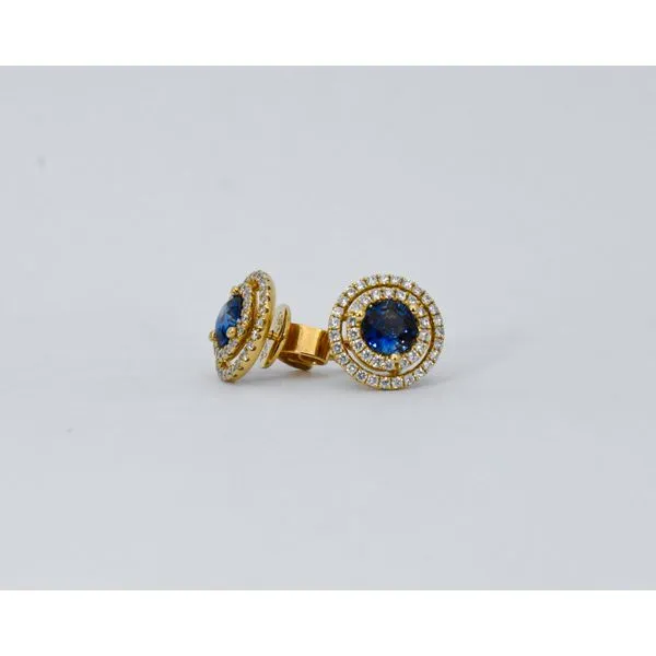 14K Yellow Gold Sapphire & Diamond Earrings Image 2 J. Garett Jewelers Wilmington, NC