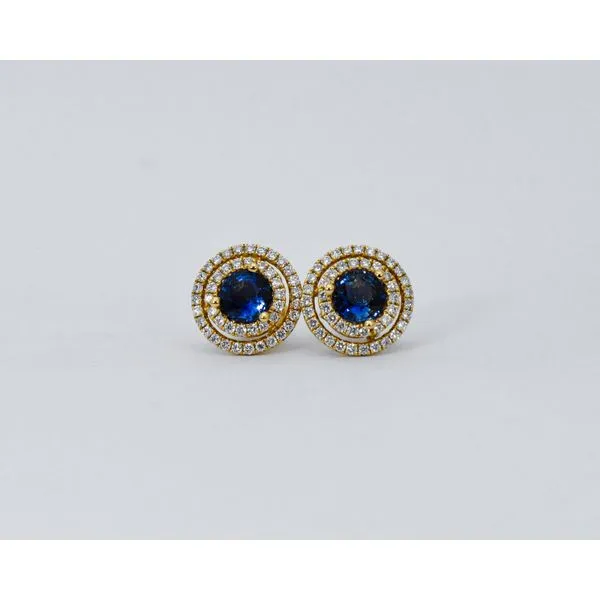 14K Yellow Gold Sapphire & Diamond Earrings J. Garett Jewelers Wilmington, NC