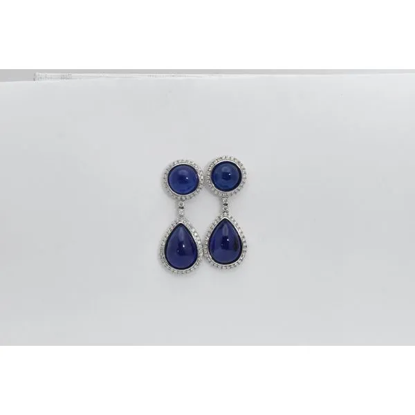 14K White Gold Lapis & Diamond Earrings J. Garett Jewelers Wilmington, NC