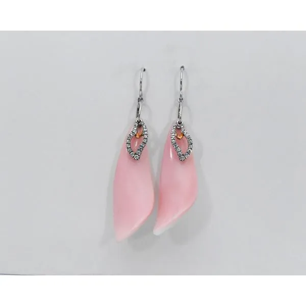 14K White Gold Coral and Diamond Earrings J. Garett Jewelers Wilmington, NC