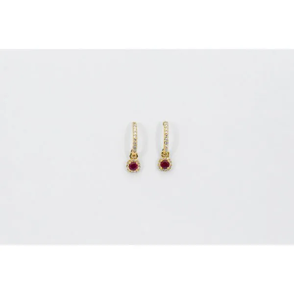 14K Yellow Gold Ruby & Diamond Earrings J. Garett Jewelers Wilmington, NC
