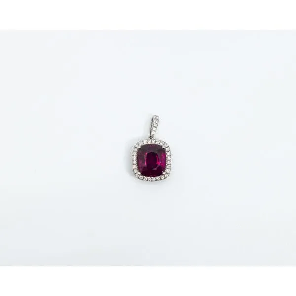 14K White Gold Garnet & Diamond Pendant J. Garett Jewelers Wilmington, NC