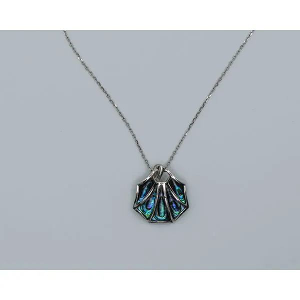 14K White Gold Abalone & Diamond Fashion Pendant J. Garett Jewelers Wilmington, NC