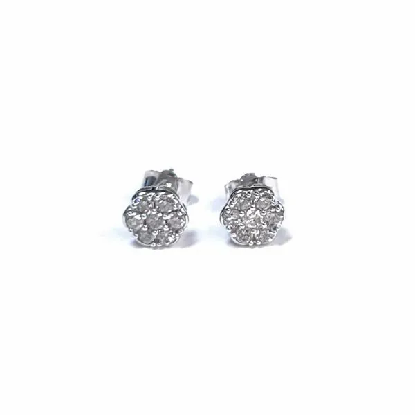 10kt White Gold .60tw Cluster Diamond Earrings J. Howard Jewelers Bedford, IN