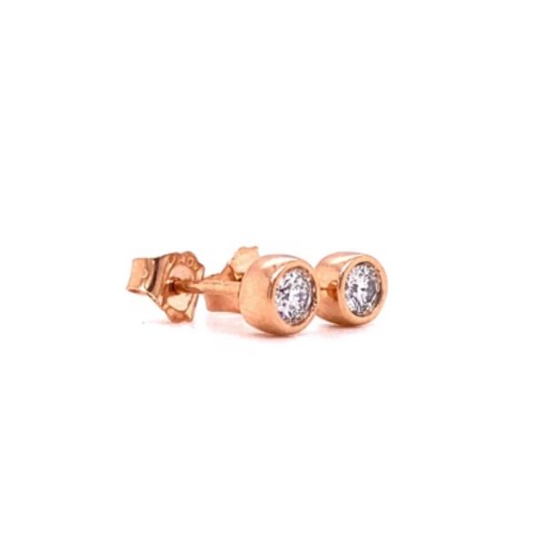 10kt Rose Gold 1/4ct Bezel Set Diamond Earrings Image 2 J. Howard Jewelers Bedford, IN