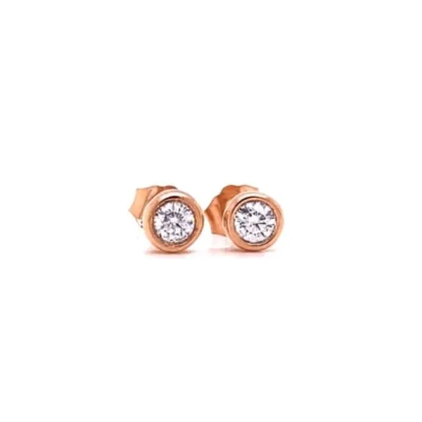 10kt Rose Gold 1/4ct Bezel Set Diamond Earrings J. Howard Jewelers Bedford, IN