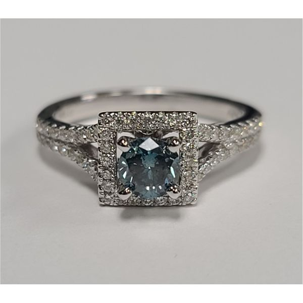 14kt White Gold 1ctw Blue Diamond Engagement Ring J. Howard Jewelers Bedford, IN