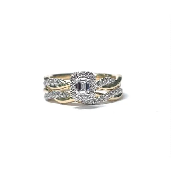 14kt Yellow Gold 3/4tw Emerald Cut Diamond Bridal Set J. Howard Jewelers Bedford, IN