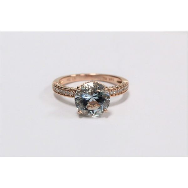 14kt Rose Gold 1/2tw Diamond Aquamarine Engagement Ring J. Howard Jewelers Bedford, IN