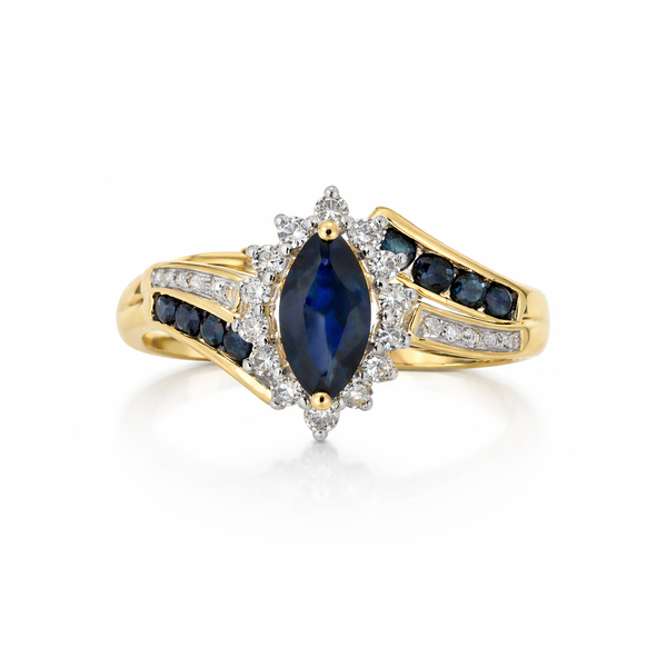 10kt Yellow Gold Sapphire Diamond Ring J. Howard Jewelers Bedford, IN