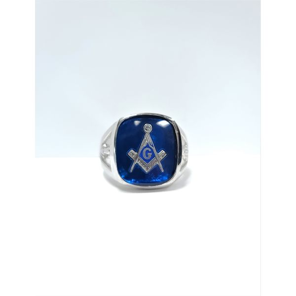 Sterling Silver Blue Stone Masonic Ring J. Howard Jewelers Bedford, IN