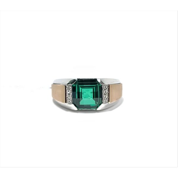 10kt Two-Tone Gold Created Emerald Gents Ring J. Howard Jewelers Bedford, IN