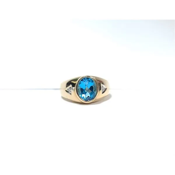 14kt Yellow Gold Blue Topaz Diamond Ring  J. Howard Jewelers Bedford, IN