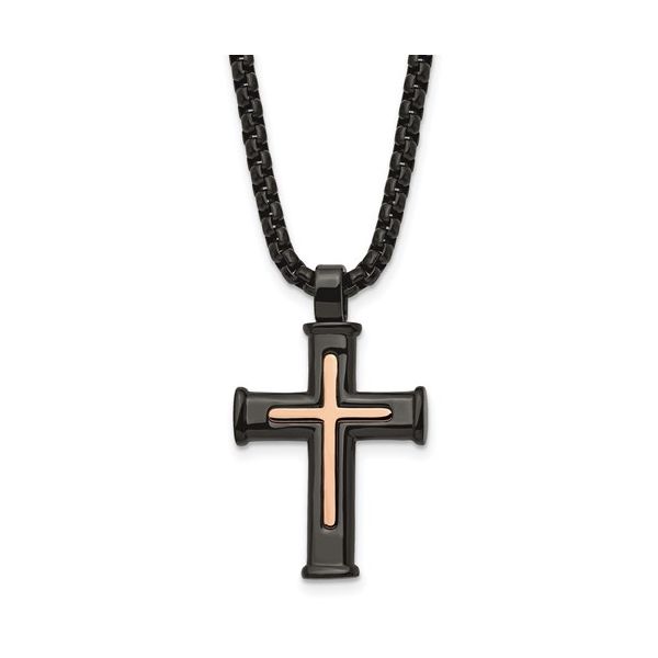 Black Tone Stainless Steel Cross Necklace J. Howard Jewelers Bedford, IN