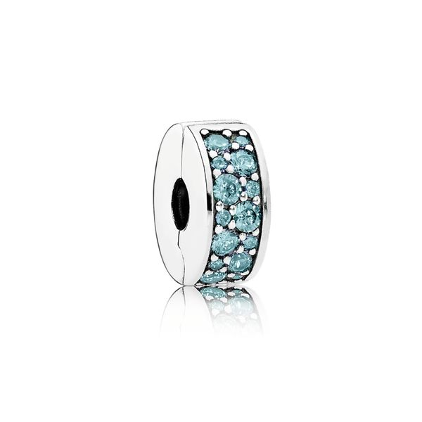 Pandora Pave Teal Clip Charm J. Howard Jewelers Bedford, IN