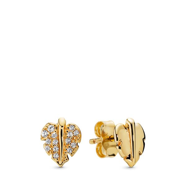 Pandora Shine Leaf Stud Earrings J. Howard Jewelers Bedford, IN