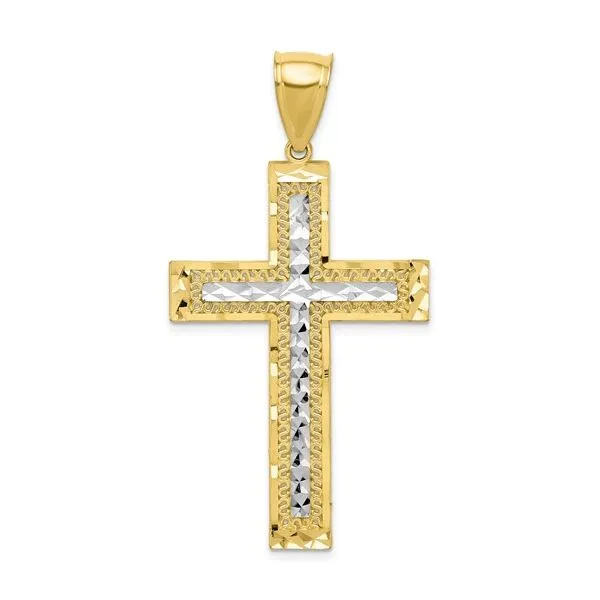 10kt Two Tone Gold Diamond Cut Cross J. Howard Jewelers Bedford, IN