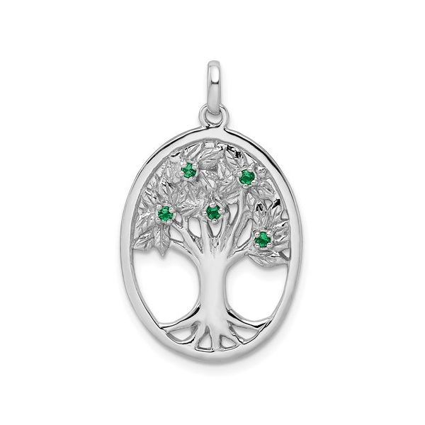 Sterling Silver Green Glass Tree Of Life Pendant J. Howard Jewelers Bedford, IN