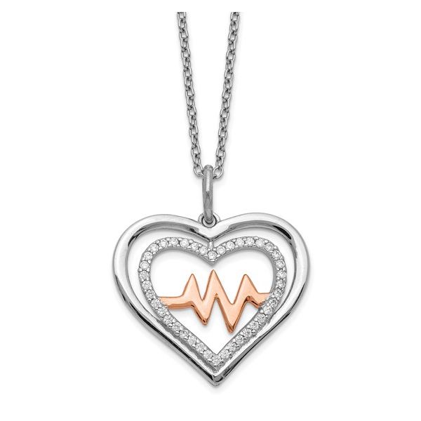 Sterling Silver CZ Heartbeat Pendant J. Howard Jewelers Bedford, IN