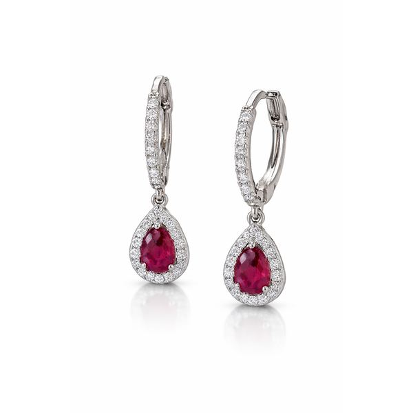 Sterling Silver Created Ruby CZ Earrings J. Howard Jewelers Bedford, IN