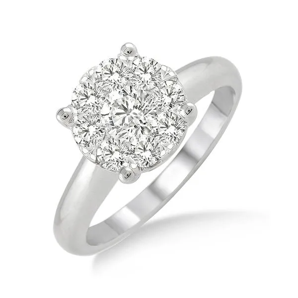 Lovebright 14K White Gold Round Cluster Engagement Ring Jim Kryshak Jewelers Wausau, WI