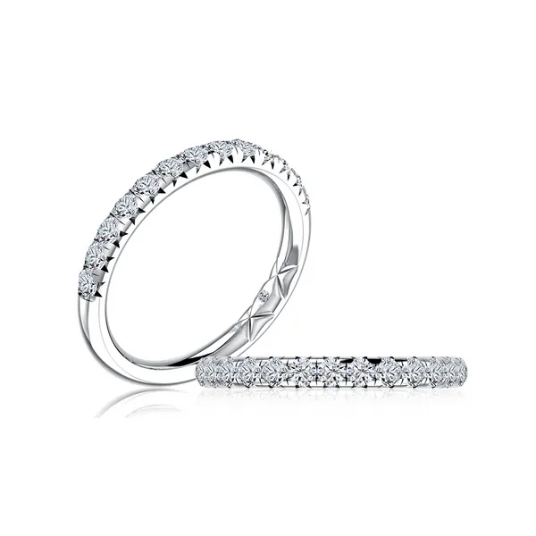 Platinum French Pave Diamond Wedding Band Jim Kryshak Jewelers Wausau, WI