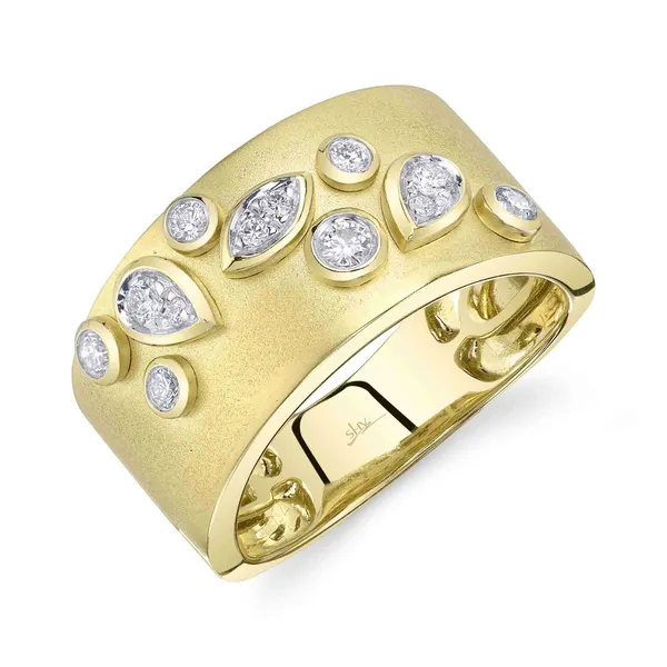 14K Yellow Gold Satin Bezel Diamond Fashion Ring Jim Kryshak Jewelers Wausau, WI