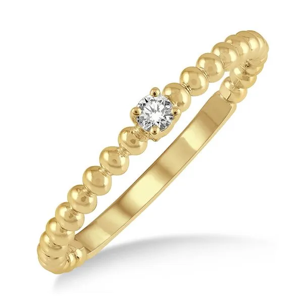 Women's 10K Yellow Gold Beaded Diamond Fashion Promise Ring Jim Kryshak Jewelers Wausau, WI
